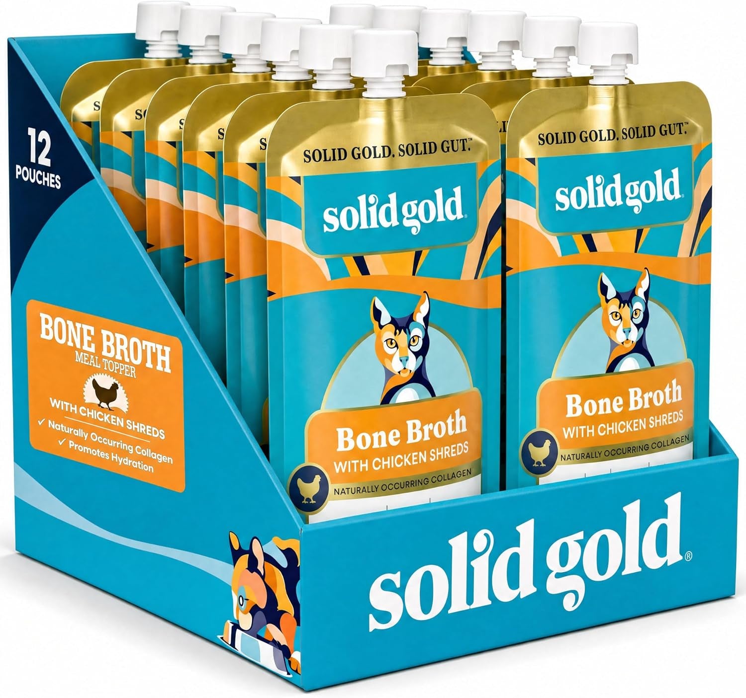 solid-gold-bone-broth-cat-food-topper-limited-ingredient-lickable-cat-broth-pouches-w-salmon-protein-shreds-collagen-for-hydration-gut-support-easy-to-serve-gravy-for-cats-meal-topper-12ct