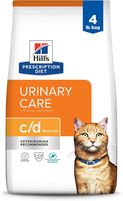 HILL'S PRESCRIPTION DIET C/D Multicare Urinary Care Dry Cat Food | #1 Veterinarian Recommended, Chicken Recipe, 4 Lb. Bag21