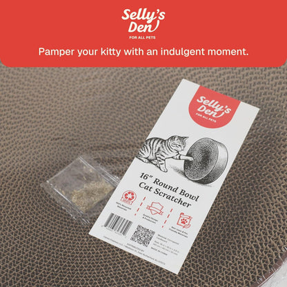 Selly'S Den Bowl Shaped round Cardboard Cat Scratcher with Catnip, for Lounging and Scratching, 16 Inches3