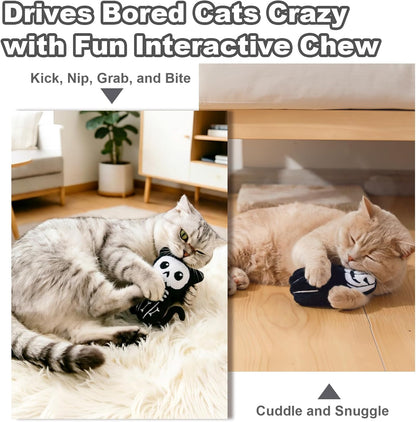 Retro Shaw Catnip Toys, 4 Pack, Horror Goth Cat Toys for Indoor Cats Kitten, Crinkle Interactive Cat Nip Kitty Toys for All Breeds (3.7 Inches)3