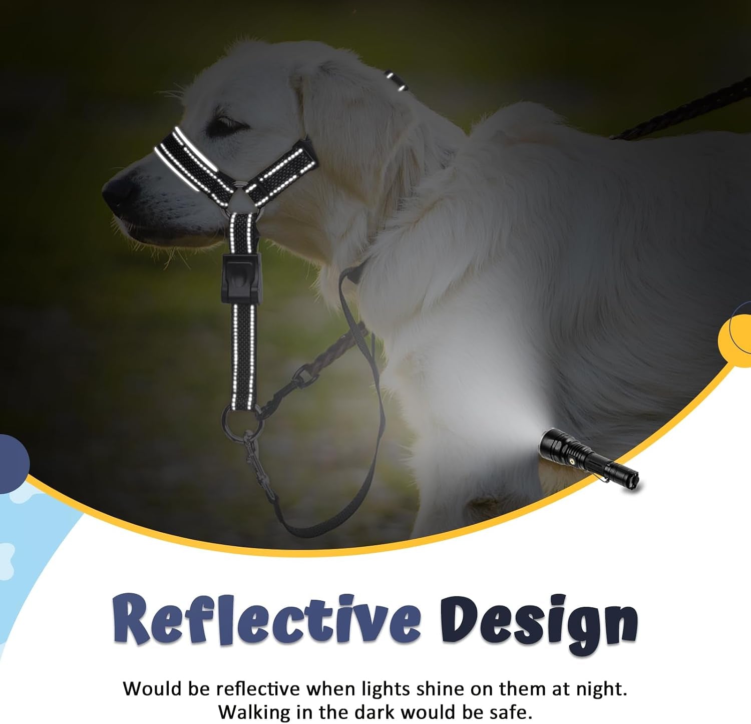 barkless-dog-head-collar-soft-no-pull-head-halter-with-safety-link-reflective-muzzle-leash-adjustable-headcollar-padded-nose-leash-for-large-medium-dogs-training-walking-black-m