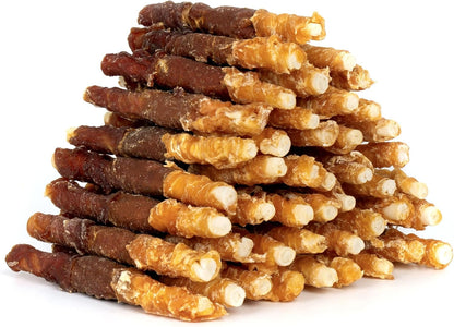 MON2SUN Dog Treats, 5 Inch Triple Flavor Wrapped Rawhide Sticks, 21.16 Oz | 30 Count Pack, Chicken Liver, Duck and Chicken Recipe, Long-Lasting Chew, Support Dental Health, for Small and Medium Dogs13