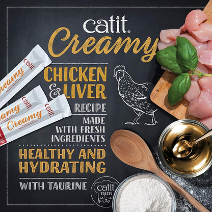 Catit Creamy Lickable Cat Treat, Healthy Cat Treat, Chicken & Liver, 5 Count (Pack of 30)2