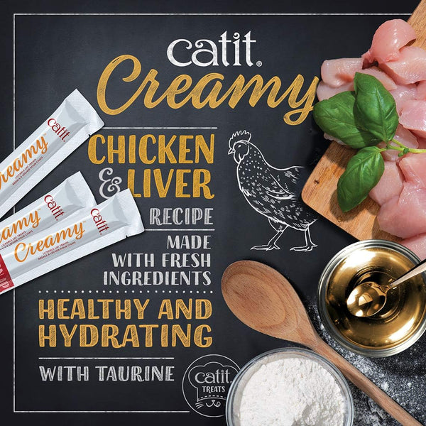 Catit Creamy Lickable Cat Treat, Healthy Cat Treat, Chicken & Liver, 5 Count (Pack of 30)2
