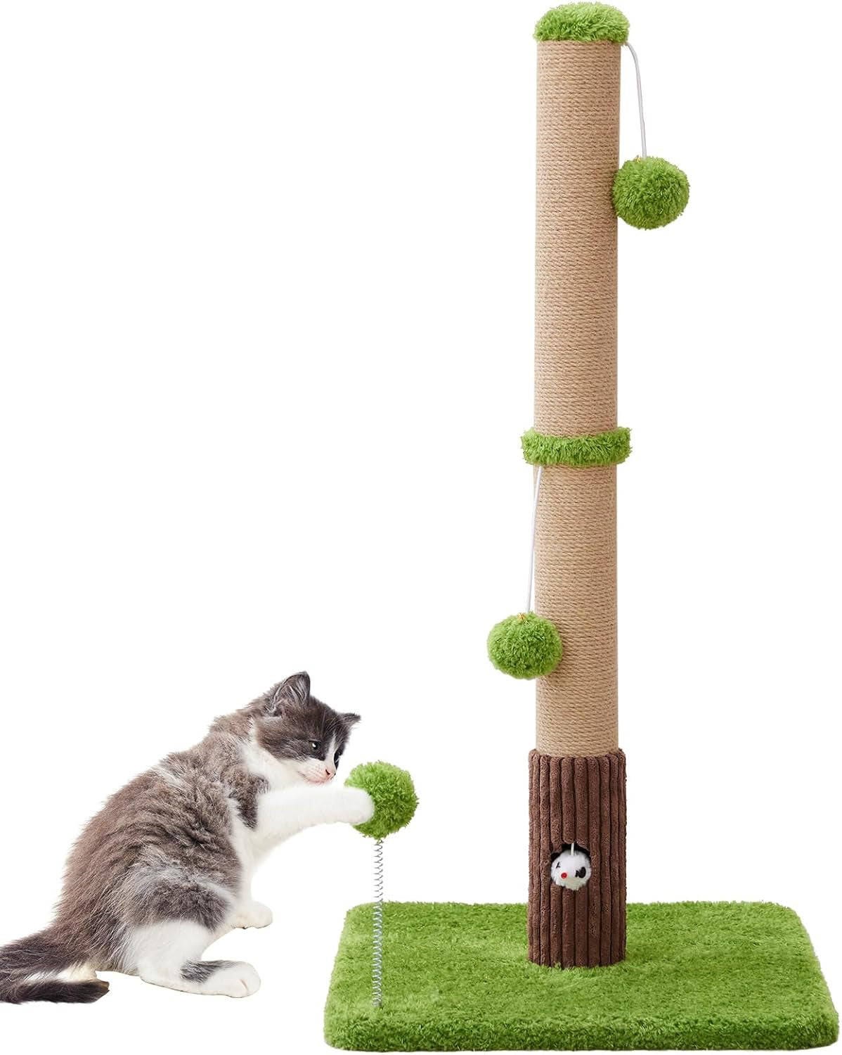 woochpet-33scratching-posts-for-kittens-white-sisal-cat-scratcher-with-toy-scratch-post-with-mouse-hole-cat-toys-reinforced-stable-base-cat-tree-tower