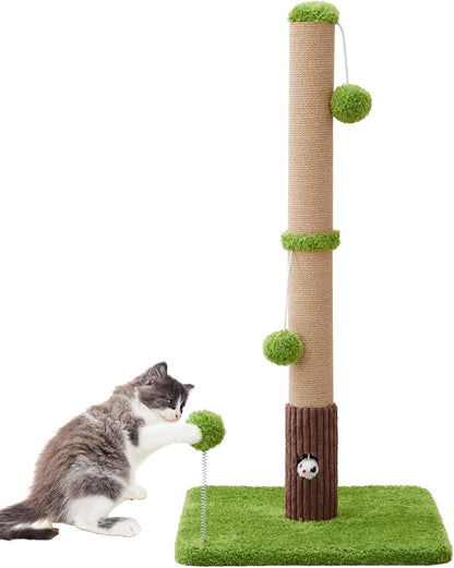 Woochpet 33"Scratching Posts for Kittens,White Sisal Cat Scratcher with Toy | Scratch Post with Mouse Hole,Cat Toys,Reinforced Stable Base,Cat Tree Tower9
