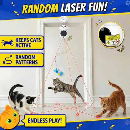 Interactive Cat Toys for Indoor Cats - Automatic Laser Cat Toys, Flying Bird Feather Cat Wand Toy, Best Kitten & Adult Cat Enrichment Stimulation Toy Hanging Electric Kitty Toys for Bored Cats (Beige)4