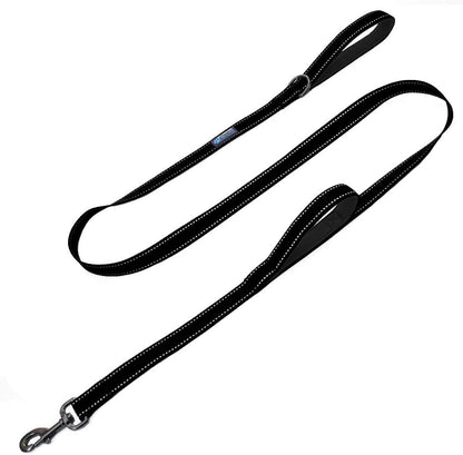 Max and Neo Double Handle Traffic Dog Leash - Reflective, Donates to Dog Rescue (Black, 6 FT)1