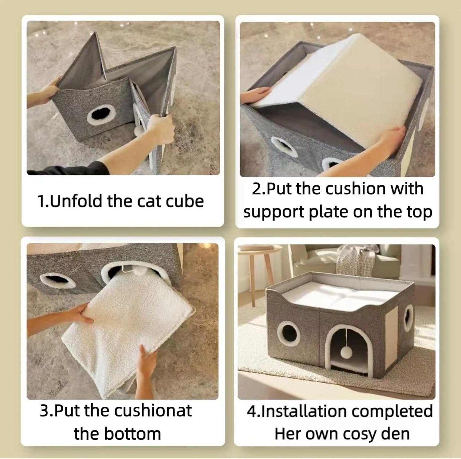 eolahalcy-cat-beds-for-indoor-cats-large-cat-cave-for-pet-cat-house-with-fluffy-ball-hanging-and-scratch-pad-foldable-cat-houses-for-large-indoor-cats-cat-hideaway-23-8x15-9x13-2-inches-grey