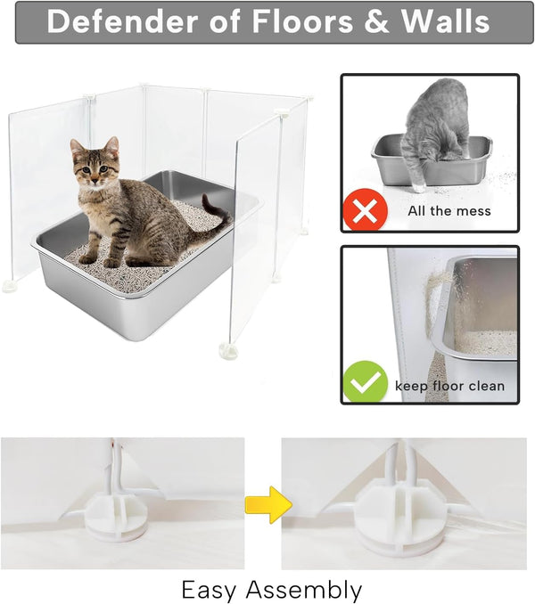 KEYIDE High Wall Cat Litter Box Splash Guard, DIY Cat Litter Pan Siding Kitten Litter Tray Pee Shield Dog Scatter Barrier, 24L X 19W X 16H Keep Floor Clean4