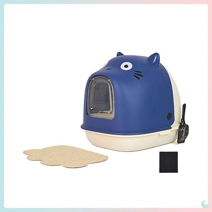 Dog Potty Training Toilet ﻿ Fully Enclosed Cat Litter Basin Semi-Closed Toilet, Large Creative Box, Easy to Clean and Durable Pan（Blue）1
