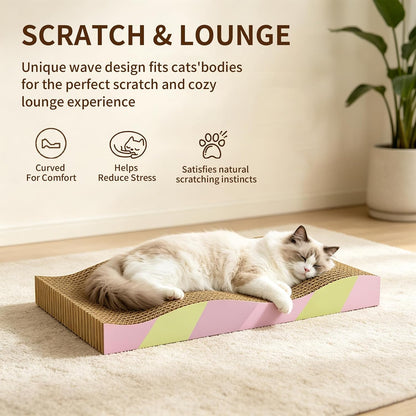 Cat Scratching Board 2-Pack, Reversible Cat Scratcher Pad, Large | Odor-Free,Double-Sided Use,Wave Shape,Sturdy,Extra Large,Custom Corrugated Board,2 Count,Cat Toys7