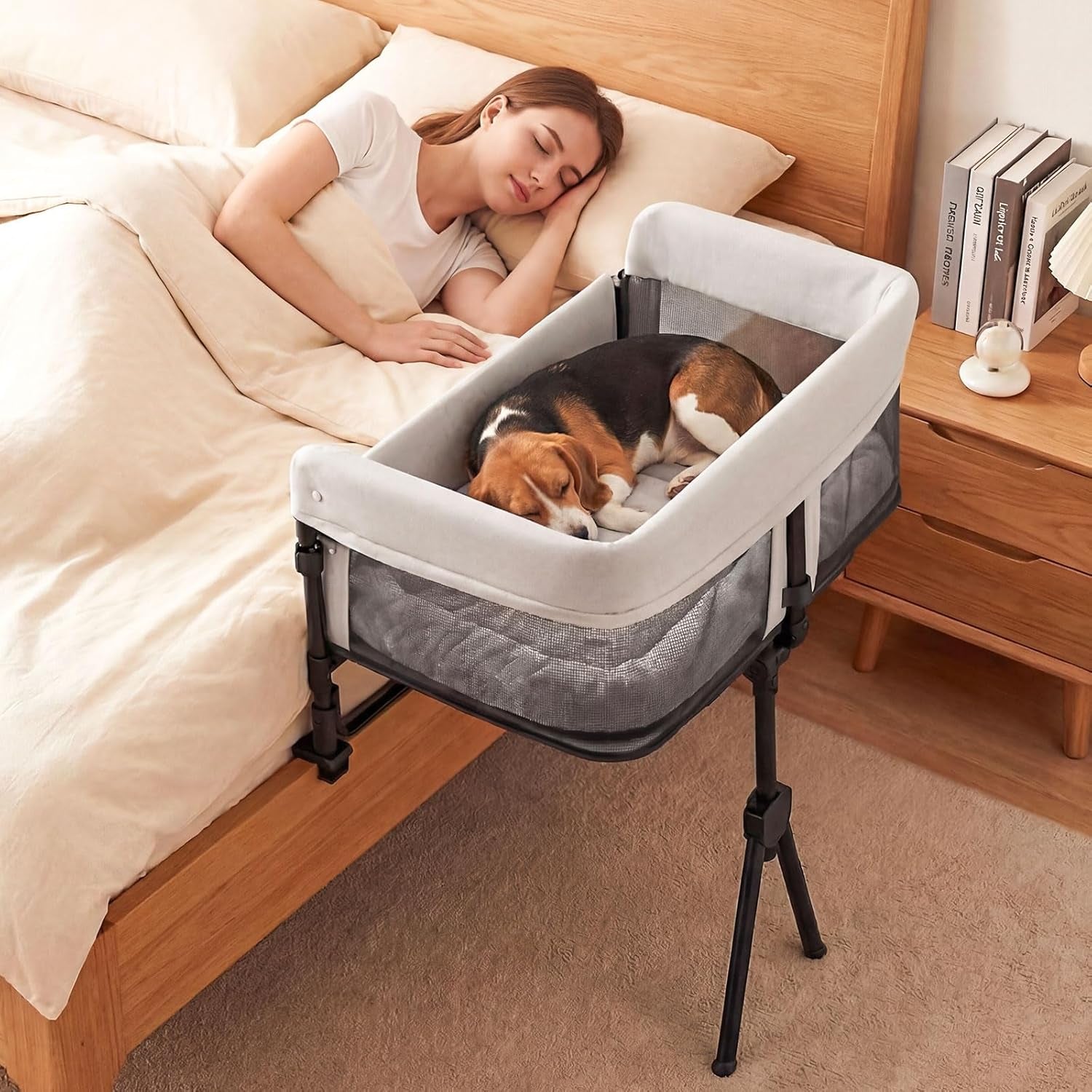 bedside-dog-bed-adjustable-to-human-bed-height-11-inch-guardrail-foldable-portable-pet-bed-attachment-improves-owners-sleep-quality-for-small-size-dogs-40-lbs-all-cats