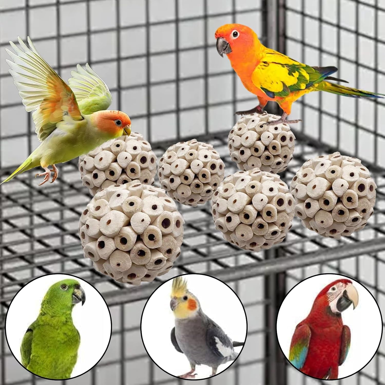 lwingflyer-6-pieces-sola-atta-ball-parrot-biting-toy-bird-chew-accessories-natural-sola-plant-material-for-birds-rabbits-hamsters-and-small-pets