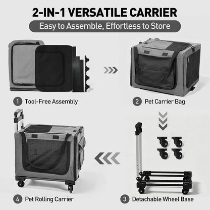 17In Wheeled Expandable Cat Carrier for Cats Small Dogs, Gray | Elescopic Rod, Expandable Side Room, Foldable Breathable Mesh, Portable Carrier for Indoor & Outdoor Pet Travel6
