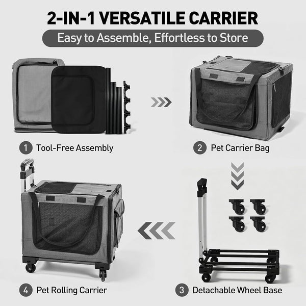 17In Wheeled Expandable Cat Carrier for Cats Small Dogs, Gray | Elescopic Rod, Expandable Side Room, Foldable Breathable Mesh, Portable Carrier for Indoor & Outdoor Pet Travel6