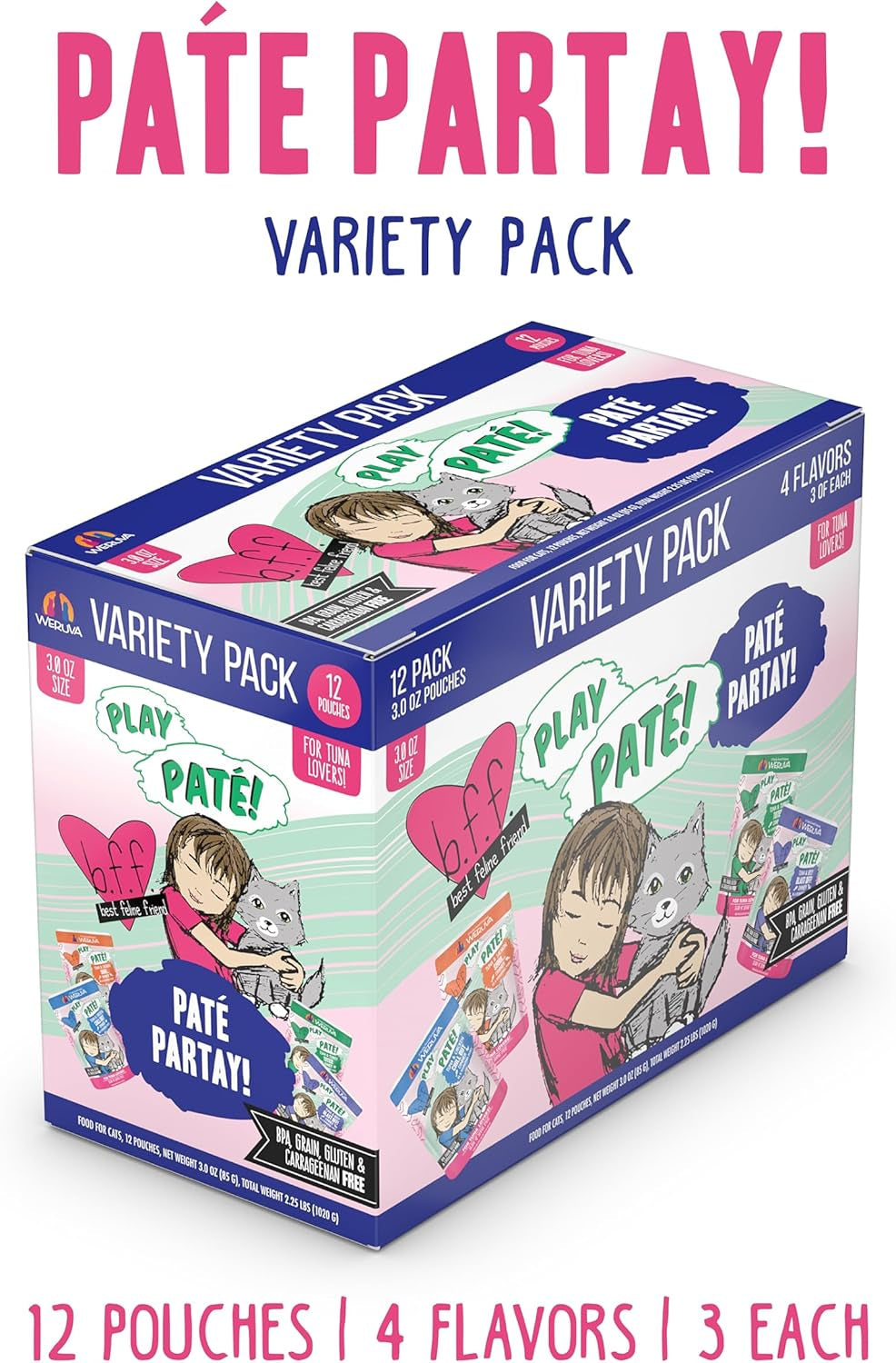 weruva-b-f-f-play-best-feline-friend-pate-lovers-aw-yeah-pate-partay-variety-pack-3oz-pouch-pack-of-12