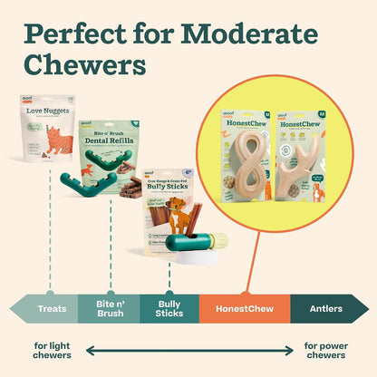 WOOF Honestchew Antler Dog Chew Toy for Dogs 25-60 Lbs | Includes Antler & Infinity, Plant-Based Materials, Splinter-Resistant, Durable Chews, Supports Dental Care, Gift-Ready Set5