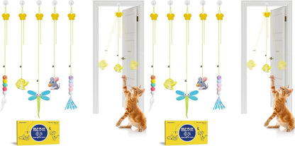 Potaroma Interactive Cat Feather Toys 5 Pcs, Cat Teaser Retractable Hanging Indoor Kitten Play Chase Exercise, Mental Physical Stimulation for All Breeds and Species | Retractable Hanging Cat Toys, Indoor Kitten Play Chase Exercise, Mental Physical Stimulation for All Breeds7