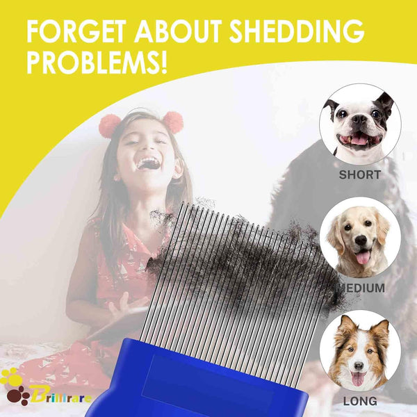 4 Pack Flea Lice Comb, Stainless Steel Dog Cat Grooming Combs with Rounded Teeth, Double Sided Professional Pet Tear Stain Remover, Dematting Tool for Small, Medium & Large Pets7