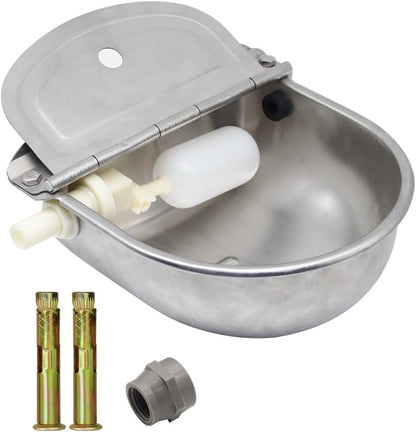Automatic Dog Water Feeder 3L Stainless Steel Bowl for Chicken Cattle Sheep | with Float Valve Auto Fill Water Wall Mounted Livestock Waterer Rust Proof Keep Water Fresh Easy to Clean & Install for Goat1