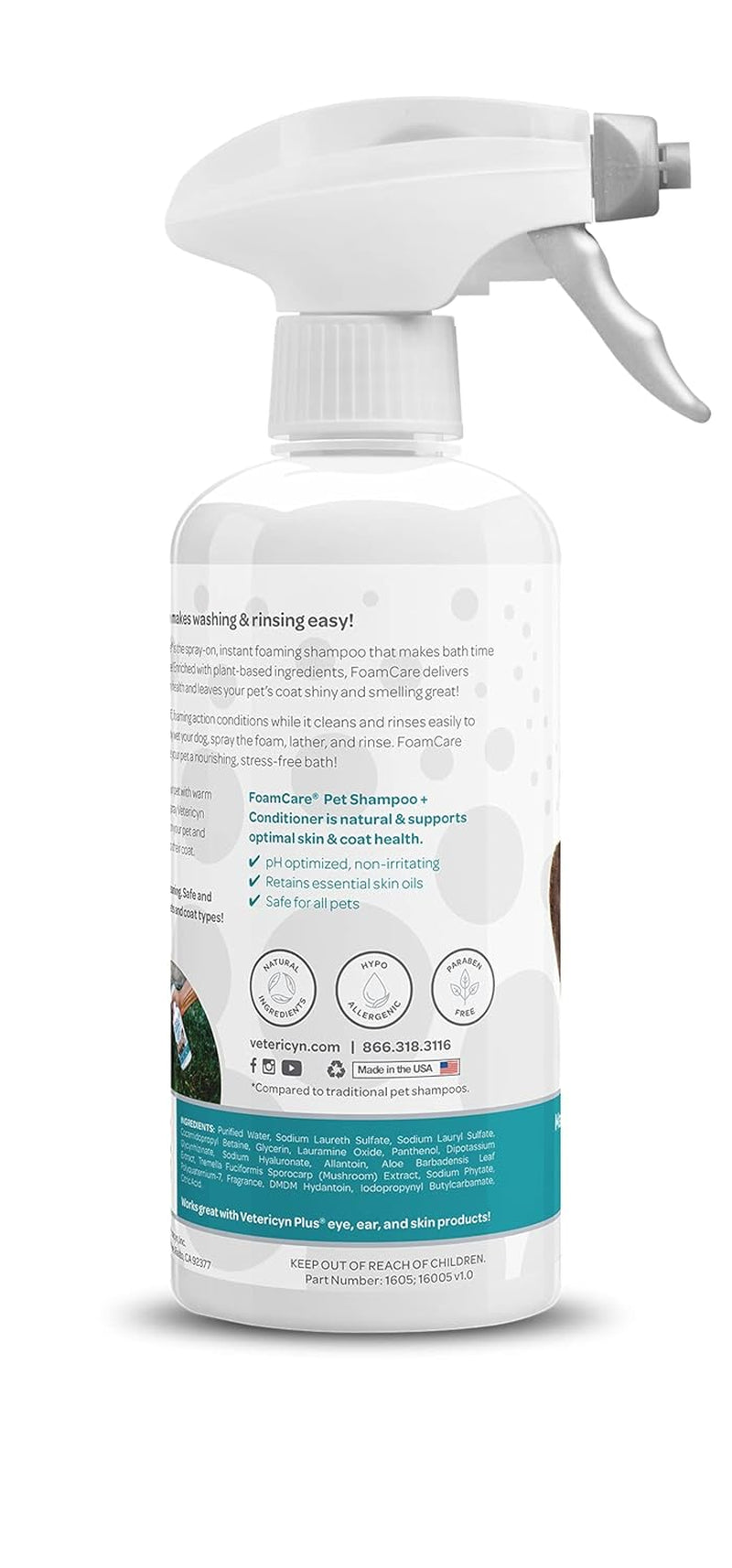 vetericyn-foamcare-dog-shampoo-and-conditioner-instant-foaming-spray-on-hypoallergenic-shampoo-plant-based-formula-for-dogs-and-cats-16-ounce