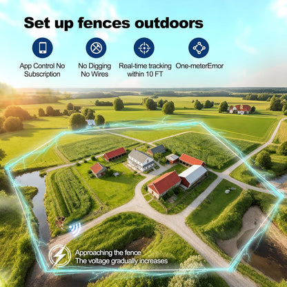 GPS Wireless Dog Collar Fence System with Free App, Smart Portable Electric Dog Fence 64-3280Ft, Waterproof, Rechargeable for Medium Large Dogs Outdoor Use2