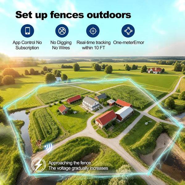 GPS Wireless Dog Collar Fence System with Free App, Smart Portable Electric Dog Fence 64-3280Ft, Waterproof, Rechargeable for Medium Large Dogs Outdoor Use2