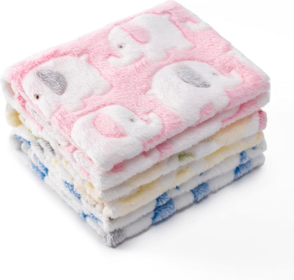 1 Pack 3 Blankets Super Soft Fluffy Premium Fleece Pet Blanket Flannel Paw Printed Throw for Dog Puppy Cat (Small 23X16'', Brown, Pink, White)14