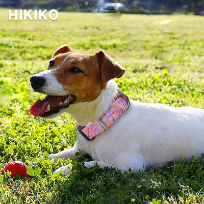 Hikiko Martingale Collar for Dogs Adjustable Soft Nylon Dog Collars with Cute Patterns for Small Medium Large Dog（Pink Butterfly,Medium）3