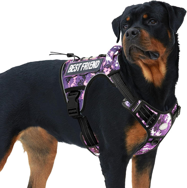 Auroth Tactical Dog Harness for Large Dogs No Pull Adjustable Pet Harness Reflective K9 Working Training Easy Control Pet Vest Military Service Dog Harnesses Army Yellow L46