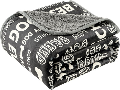 Washable Waterproof Dog Blankets for Large Dogs, 50"X60" Black | Soft Fluffy Pet Blanket for Couch Sofa Car Crate, Bed Furniture Protector, Reversible Sherpa Fleece Dog Blanket, Paw Pattern10