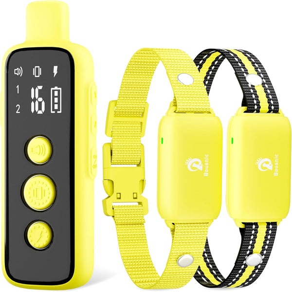 Bousnic Dog Shock Collar for 2 Dogs - (8-120Lbs) Waterproof Rechargeable Electric Dog Training Collar with Remote for Small Medium Large Dogs with Beep Vibration Safe Shock Modes(Grey)9