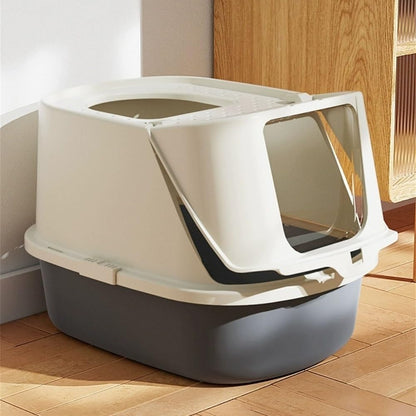Pet Supplies, Cat Litter Box with Scoop,Enclosed Design for Large Cats, Easy Clean(Pink)2