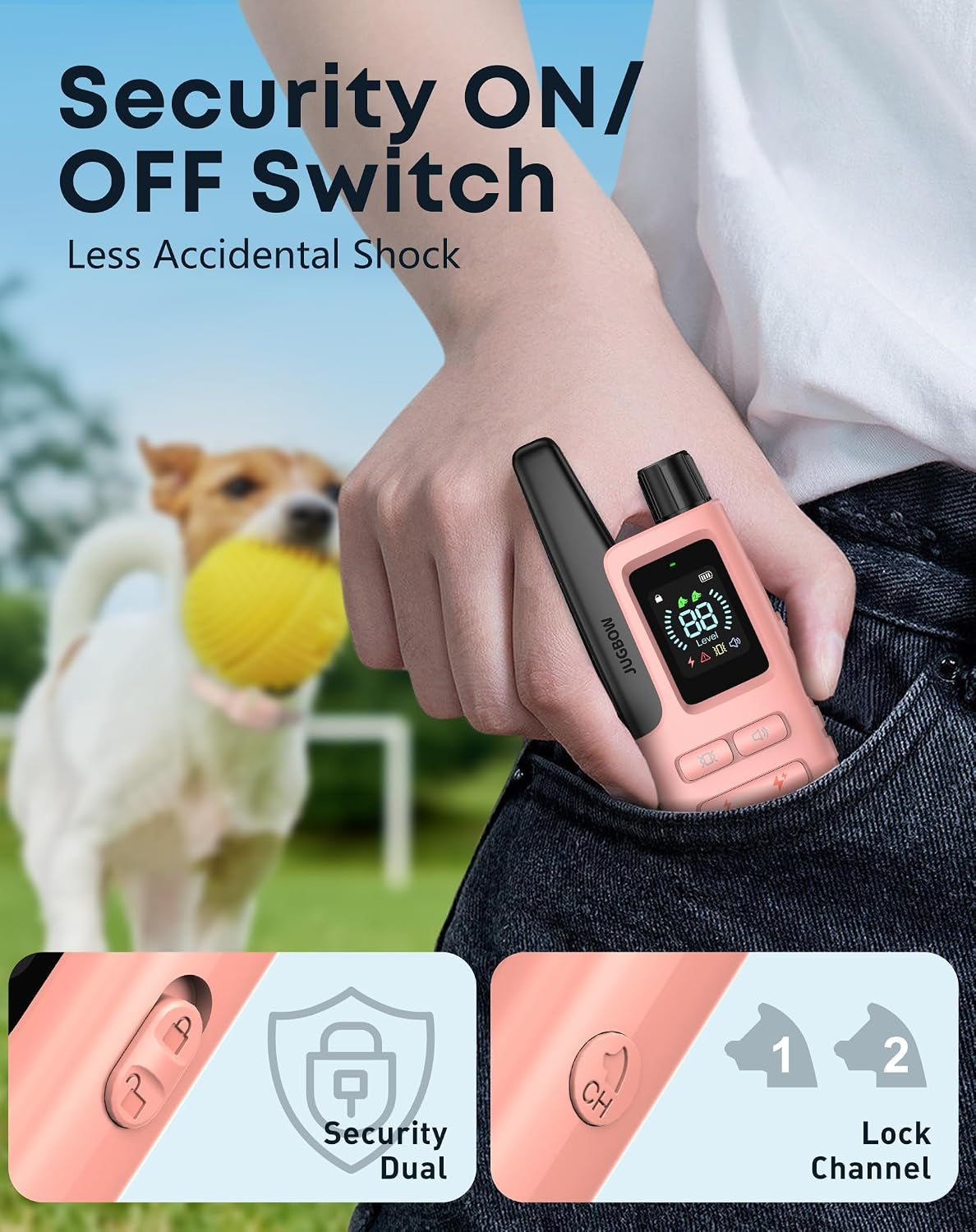 dog-shock-collar-with-remote-4200ft-range-fits-5-120-lbs-dogs-pink-training-collar-with-ipx8-waterproof-4-adjustable-modes-security-lock-rechargeable-for-small-medium-and-large-dogs