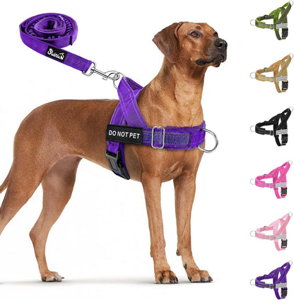 Slowton No Pull Dog Harness - Heavy Duty Dog Harness and Leash Set for Medium Large Dogs, Reflective Tactical Harness with Soft Padded and Front Clip for Easy Walk and Training (Black L)17