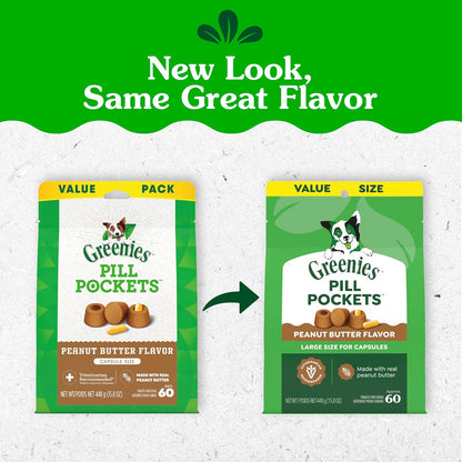 Greenies Pill Pockets Large Size Dog Treats, Peanut Butter, 15.8 Oz | Vet-Recommended, Capsule Size, Low Calorie, Odor Masking, Stress- and Mess-Free Medication Experience2