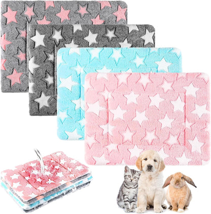 Haull 4 Pcs Waterproof Guinea Pig Bedding Soft Dog Cat Bed Crate Mat Small Animal Plush Cage Liners Rabbit Bunny Kennel Pad Reversible Cozy Pee Thickened Hamster Pad(Tie Dyed,13 X 10 Inch)14