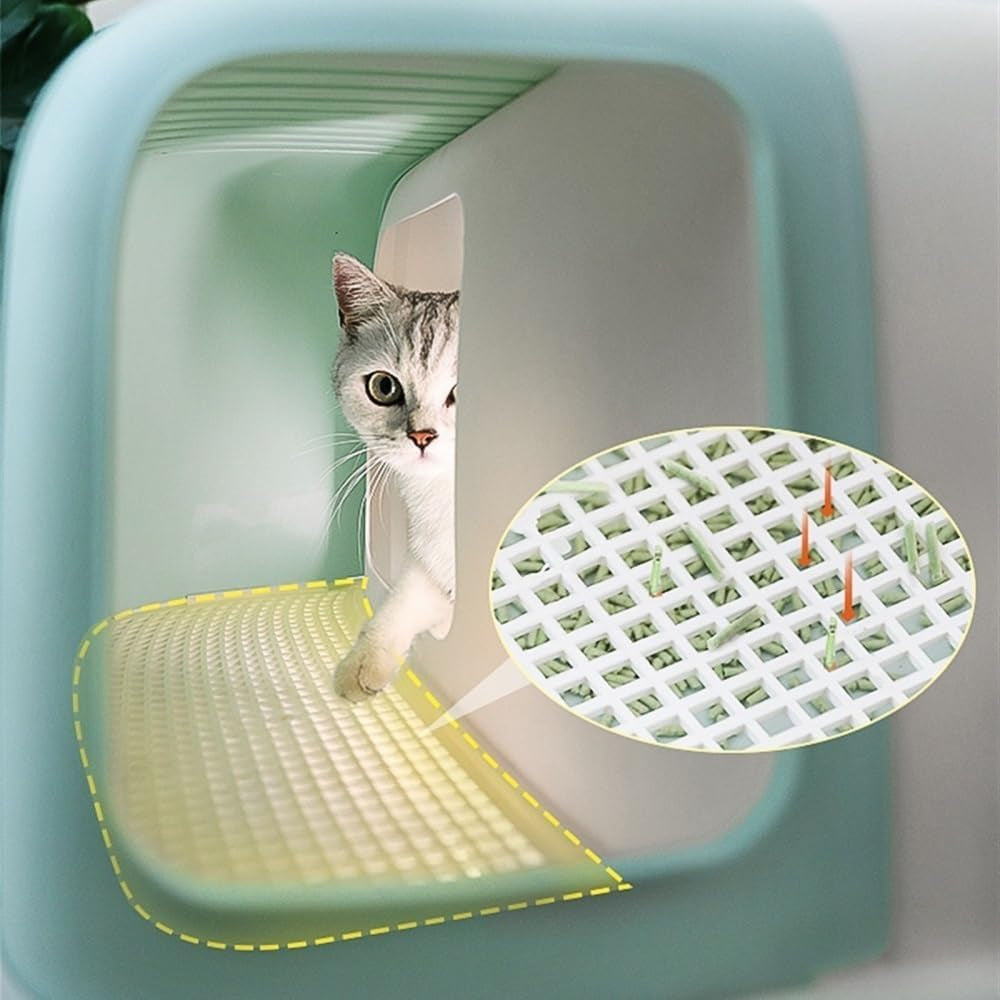 pet-supplies-hooded-cat-litter-box-with-scoop-handle-portable-enclosed-trayblue