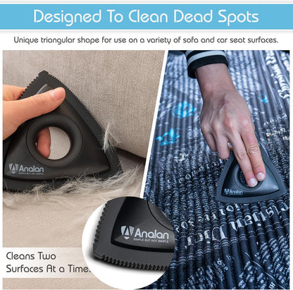 Analan Mini Pet Hair Remover for Car Detailing Dog Hair Tool Brush(Black) | Deep Cleaning, Reusable Rubber, Gentle on Fabrics, Triangle Design for Car Interiors, Couch, Rugs, Carpet, Mats & Furniture3