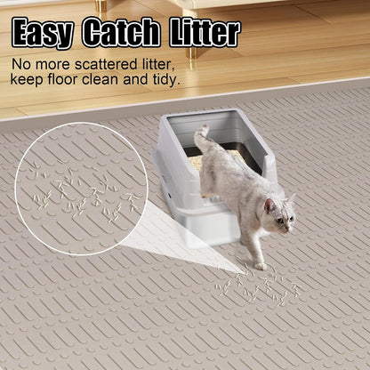Silicone Cat Litter Mat 47" X 35" Cat Mat for Litter Box, Khaki | Extra Large Cat Litter Trapping Mat for Floor, Waterproof, Non-Slip Kitty Litter Box Mat with Raised Edge, Easy to Clean5