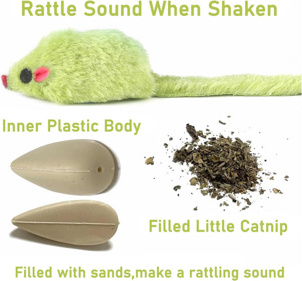 12PCS Cat Mouse Toys,Faux Fur Cat Mice Toys with Plastic Body, Interactive Catnip Toys for Indoor Cats,Perfect for Kittens, Cats, and Puppies!… | Realistic 3.9In Size with a Durable Plastic Body and Rattling Sound, Perfect for Indoor Cats, Kittens and Puppies3
