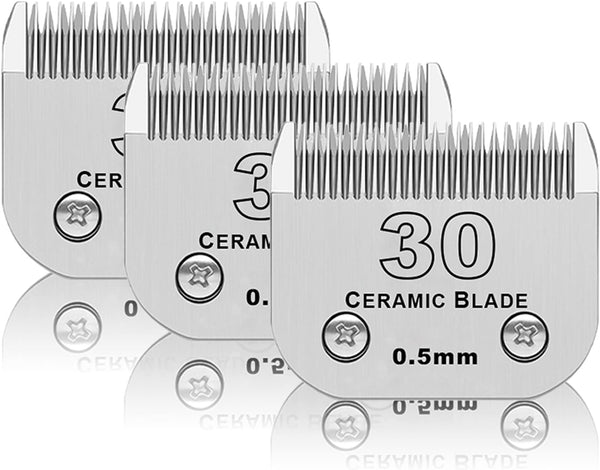 7FC Dog Grooming Ceramic Blades,Compatible with Andis,Oster A5,Wahl KM10 | Size 7FC Detachable Ceramic Blade 1/8-Inch 3.2MM Cut Length,3 Pack25