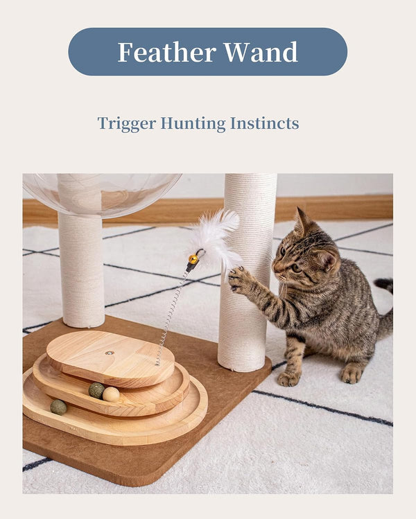Modern Cat Tree for Large Cats, Modern Cat Tree Tower with Wide Shelves Cotton Scratching Posts, Super Sturdy Base, Cozy Perches, and Interactive Toys for Indoor Kittens 31-Inch8