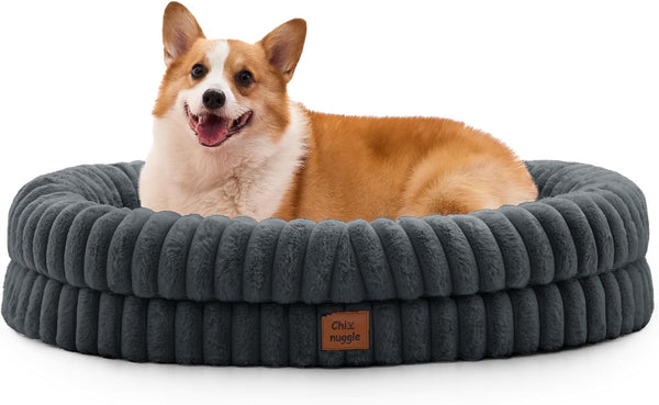Chixnuggle Orthopedic Dog Bed, Washable Cover, Faux Fur Bolster Pet Couch | Waterproof,Egg Crate Foam,Non-Slip Bottom,For Small Medium Dogs,Dark Grey,30*24*7,Dog Sofa,Puppy Bed22