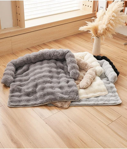 Dog Couch Bed for Dogs & Cats (29.5"X29.5"), Washable Plush Dog Bed for Couch with Bolster, Non-Slip Bottom, Furniture Protector for Sofa, Bed & Car Seat9