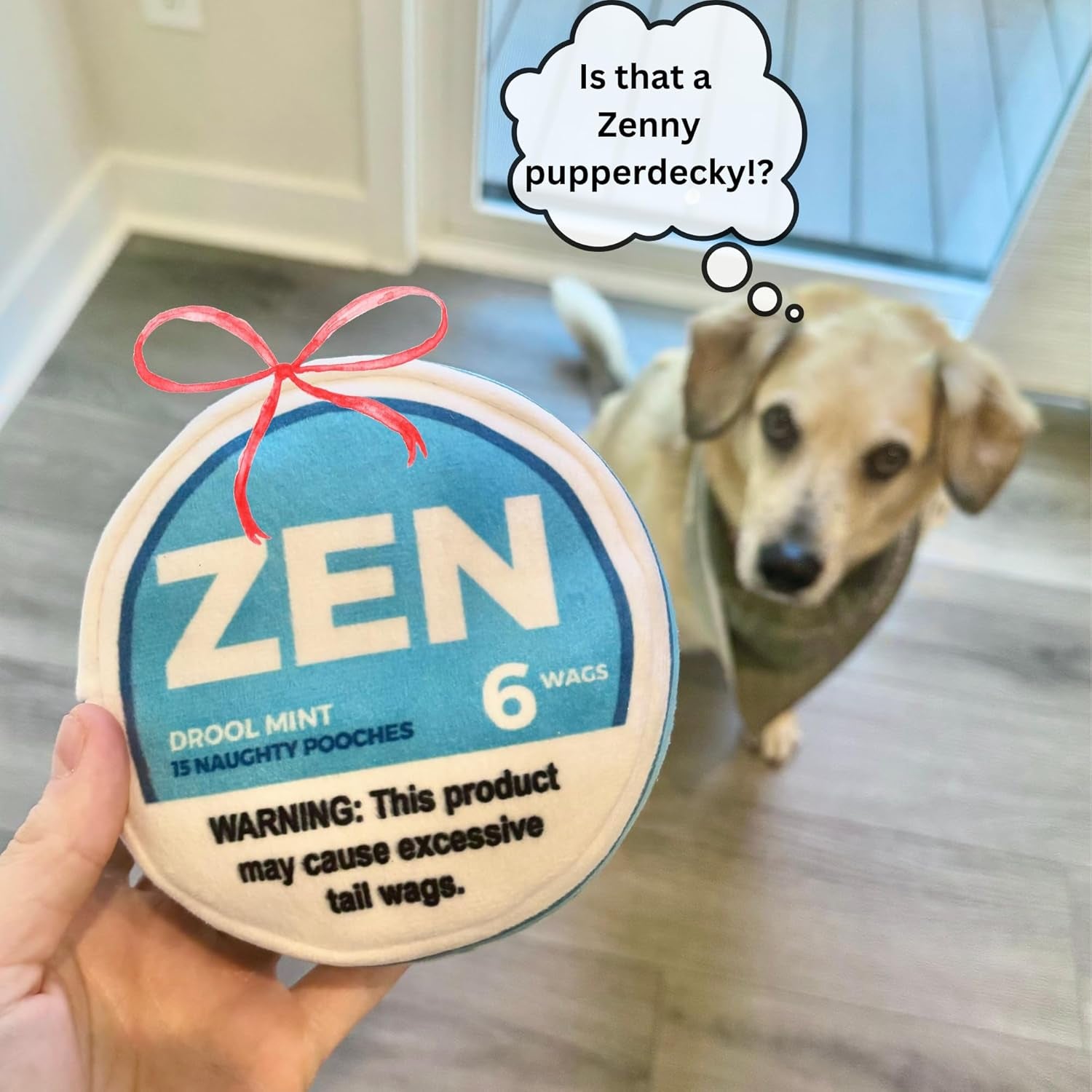nestpark-zen-pupper-deckies-parody-dog-toy-plush-squeaky-and-crinkle-funny-dog-toy-drool-mint
