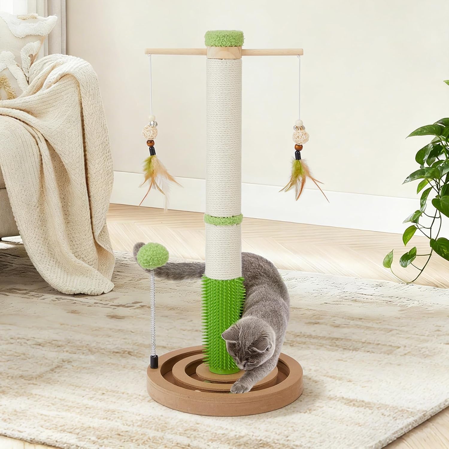 cat-scratching-post-26-tall-scratch-post-with-hanging-toy-for-indoor-cats-sisal-cat-scratcher-post-with-grooming-brush-double-layer-interactive-wooden-ball-track-for-small-cats-and-kittens-play