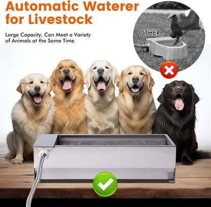 Automatic Large Dog Water Bowl Dispenser Outdoor Stainless Steel Automatic Livestock Water Trough Large Capacity Auto Fill Dog Waterer with Float Valve, for Chicken Geese Duck Goat Pig3
