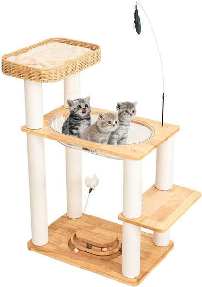 Modern Cat Tree for Large Cats, Modern Cat Tree Tower with Wide Shelves Cotton Scratching Posts, Super Sturdy Base, Cozy Perches, and Interactive Toys for Indoor Kittens 31-Inch21